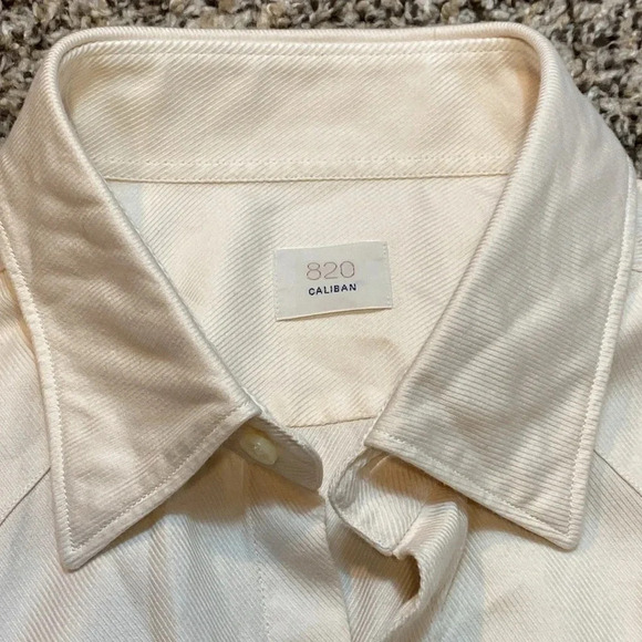 Caliban 820 Organic Cotton Cream Button Down Shirt - Picture 4 of 6